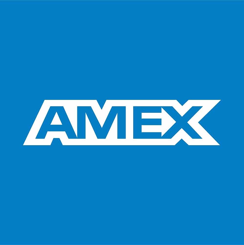 American Express logo on blue background